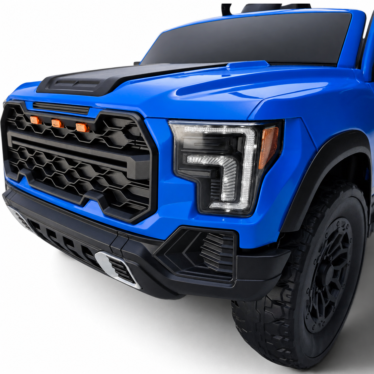 Carro Elétrico para Criança Range Raptor Style 12v Azul c/ RODAS DE BORRACHA & ASSENTO EM PELE