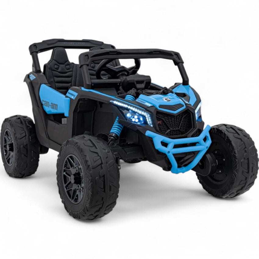 Carro Elétrico para Criança CAN-AM MAVERICK 4x4 24v Azul c/ RODAS DE BORRACHA & ASSENTO EM PELE