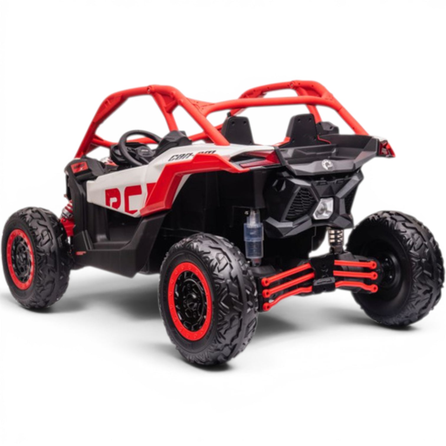 Carro Elétrico para Criança CAN-AM MAVERICK TURBO RR 4x4 24v Vermelho c/ RODAS DE BORRACHA & ASSENTO EM PELE