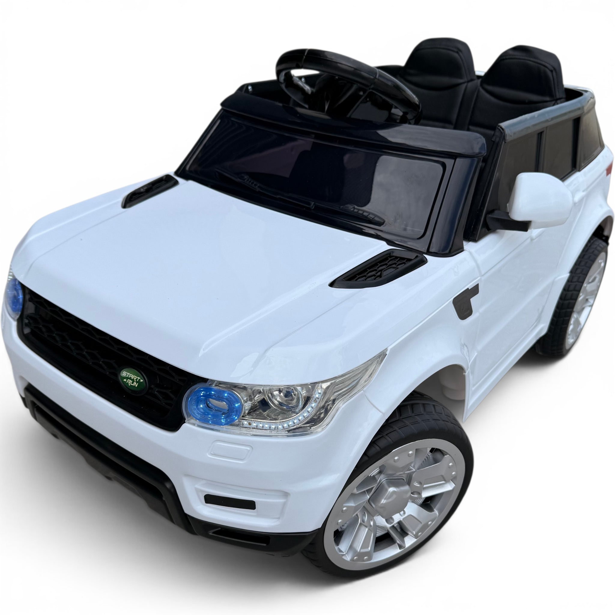 Carro Elétrico para Criança Rover Style 12v Branco c/ RODAS DE BORRACHA & ASSENTO EM PELE