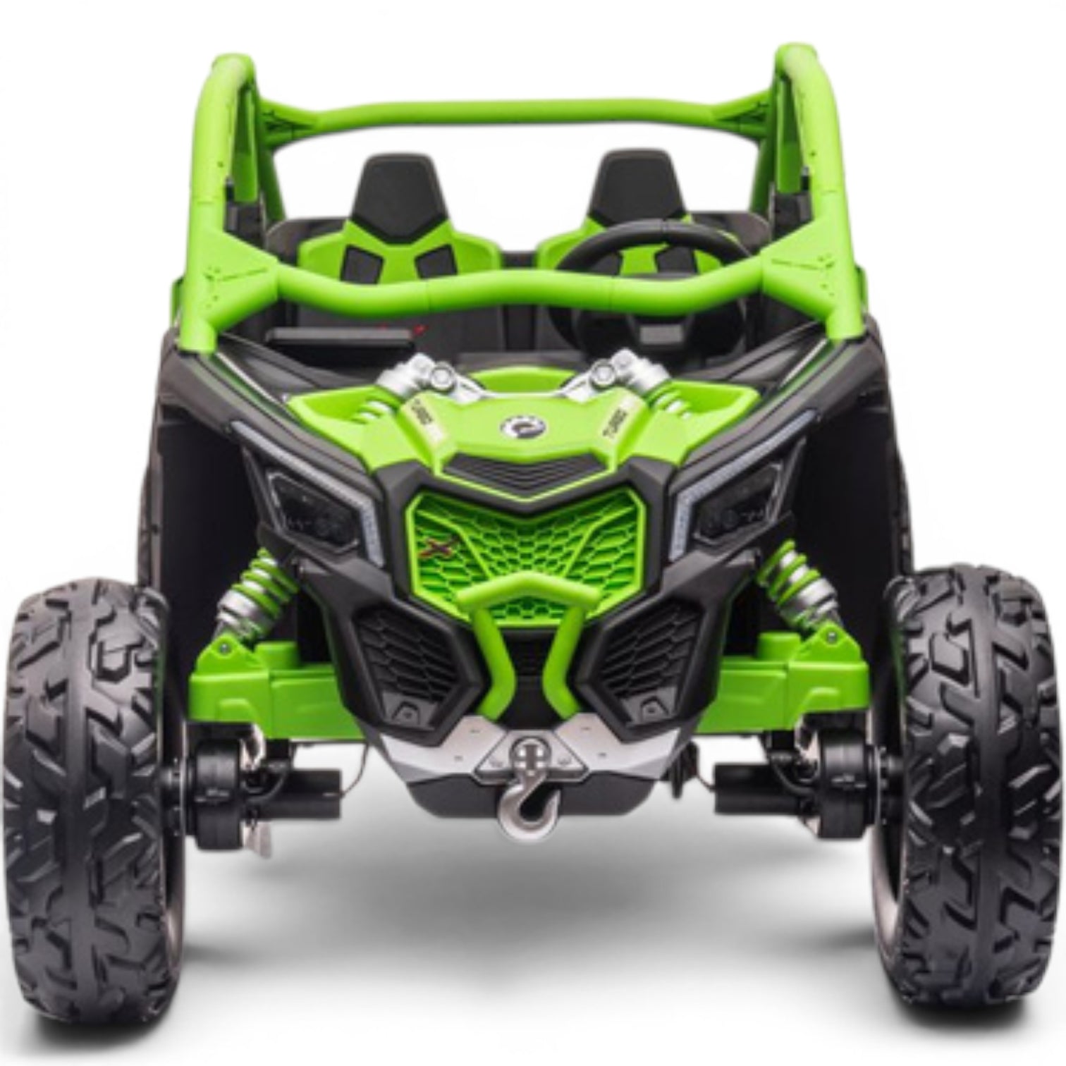 Carro Elétrico para Criança CAN-AM MAVERICK TURBO RR 4x4 24v Verde c/ RODAS DE BORRACHA & ASSENTO EM PELE