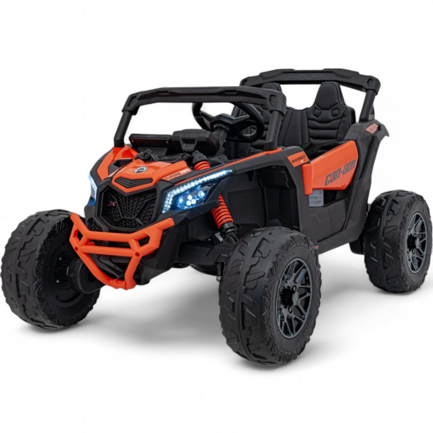 Carro Elétrico para Criança CAN-AM MAVERICK 4x4 24v Laranja c/ RODAS DE BORRACHA & ASSENTO EM PELE