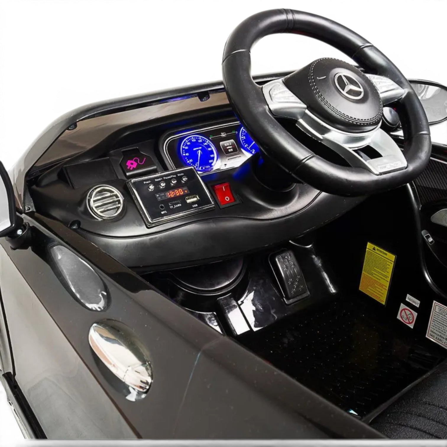 Carro Elétrico para Criança MERCEDES S63 12v Preto Metalizado c/ RODAS DE BORRACHA & ASSENTO EM PELE