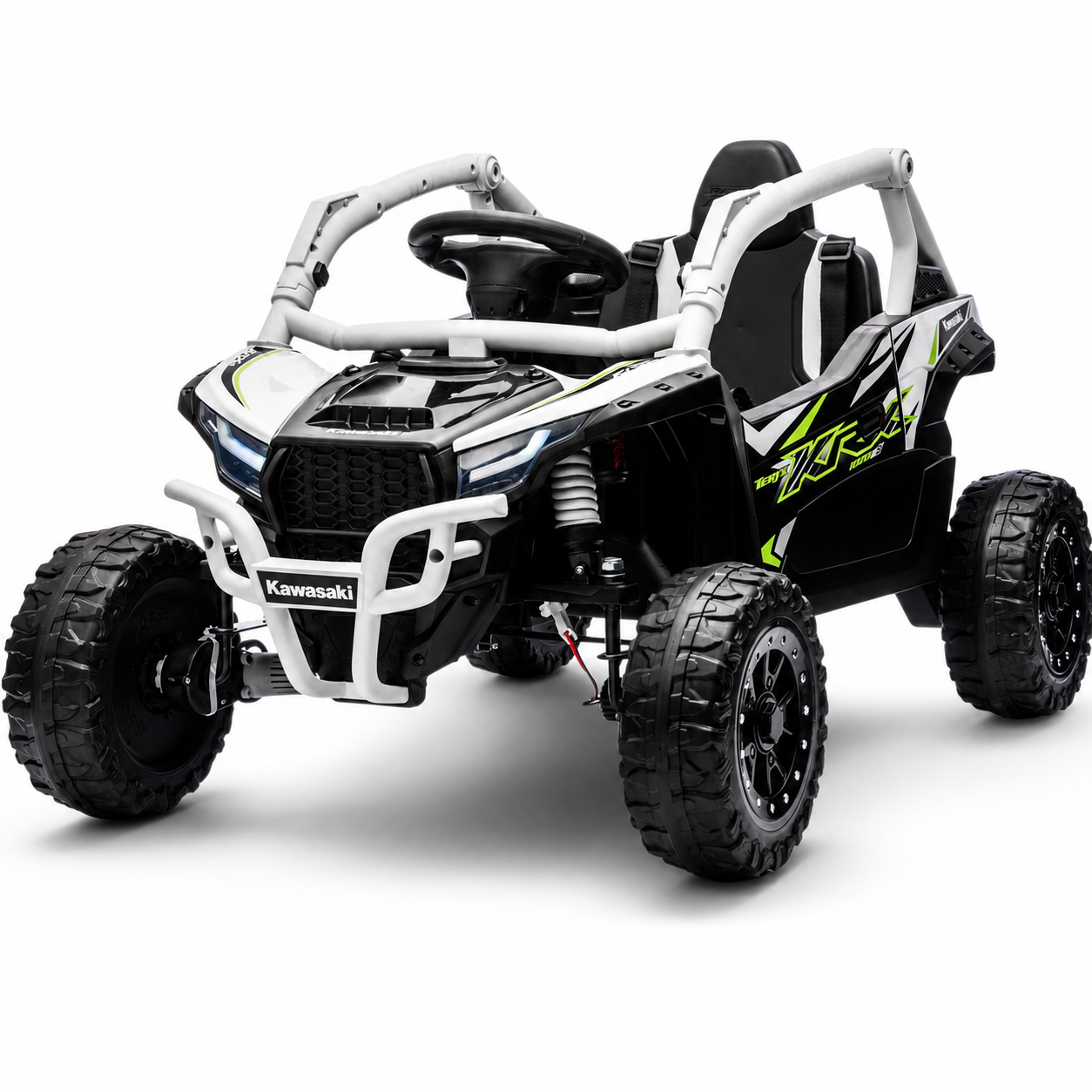 Carro Elétrico para Criança Buggy KAWASAKI 4x4 12v BATERIA DE LITIO Branco c/ RODAS DE BORRACHA & ASSENTO EM PELE