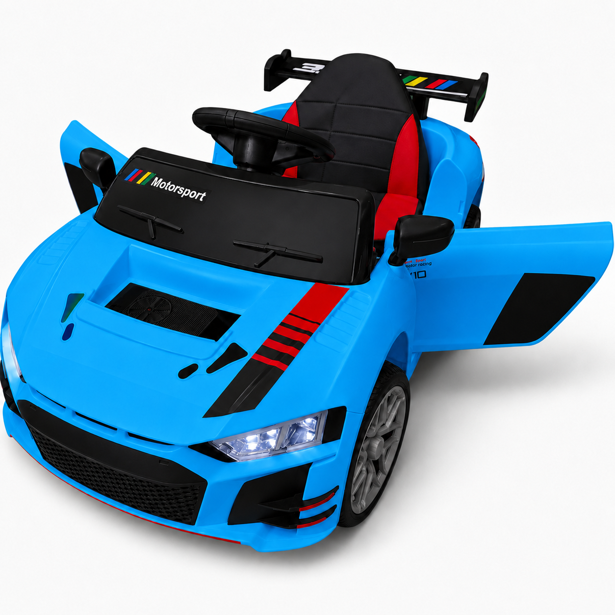 Carro Elétrico para Criança R8 Style 12v Azul c/ RODAS DE BORRACHA & ASSENTO EM PELE