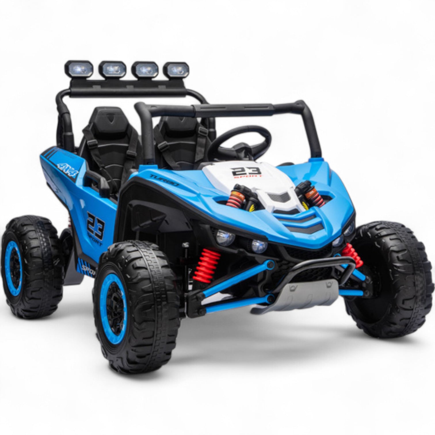 Carro Elétrico para Criança BUGGY TURBO SPORT 4x4 24v Azul c/ RODAS DE BORRACHA & ASSENTO EM PELE