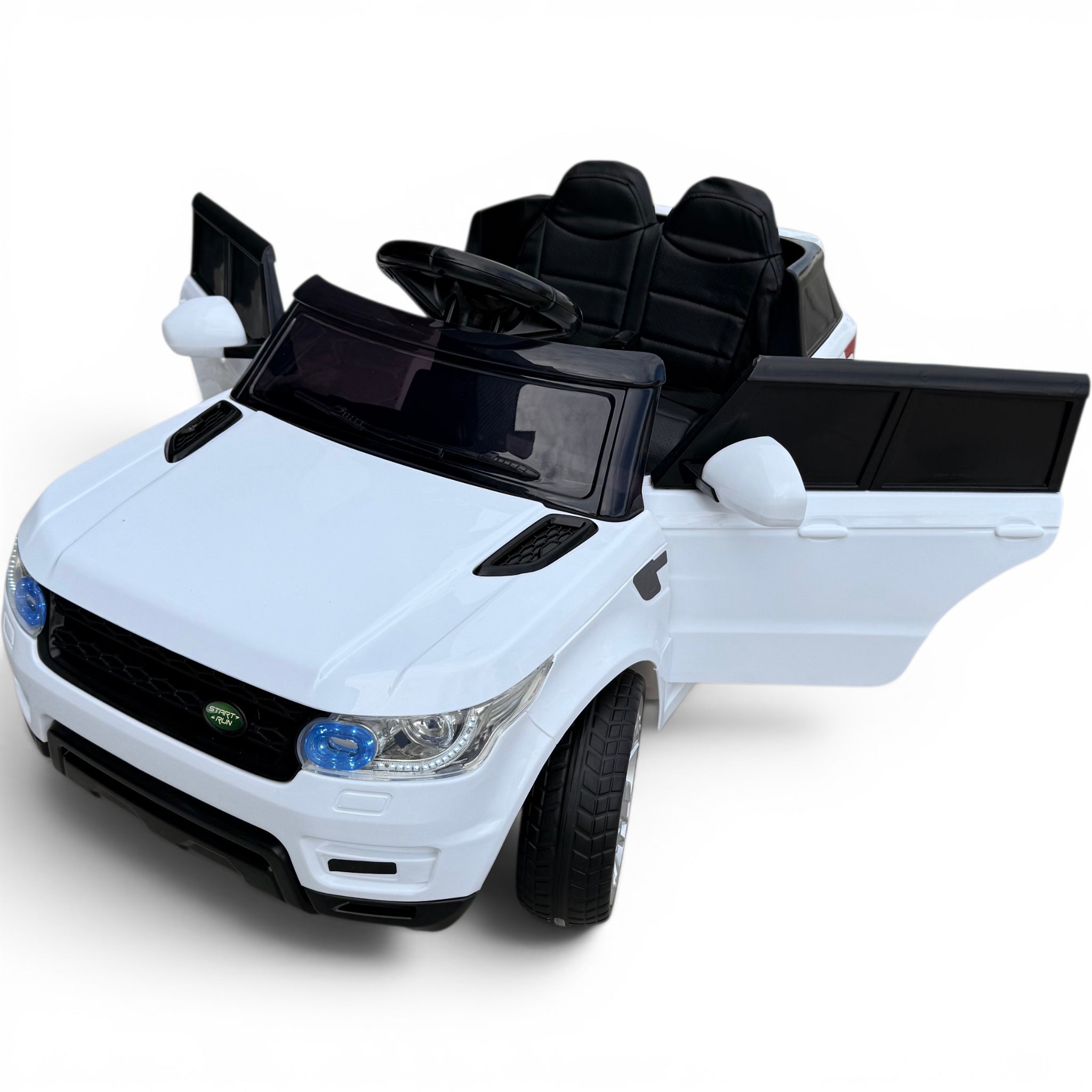 Carro Elétrico para Criança Rover Style 12v Branco c/ RODAS DE BORRACHA & ASSENTO EM PELE