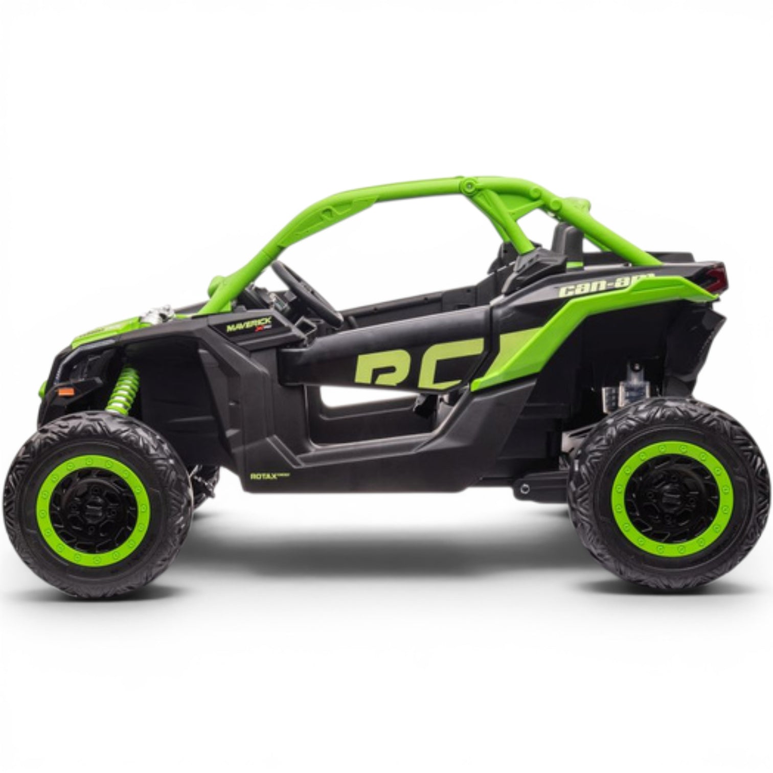 Carro Elétrico para Criança CAN-AM MAVERICK TURBO RR 4x4 24v Verde c/ RODAS DE BORRACHA & ASSENTO EM PELE