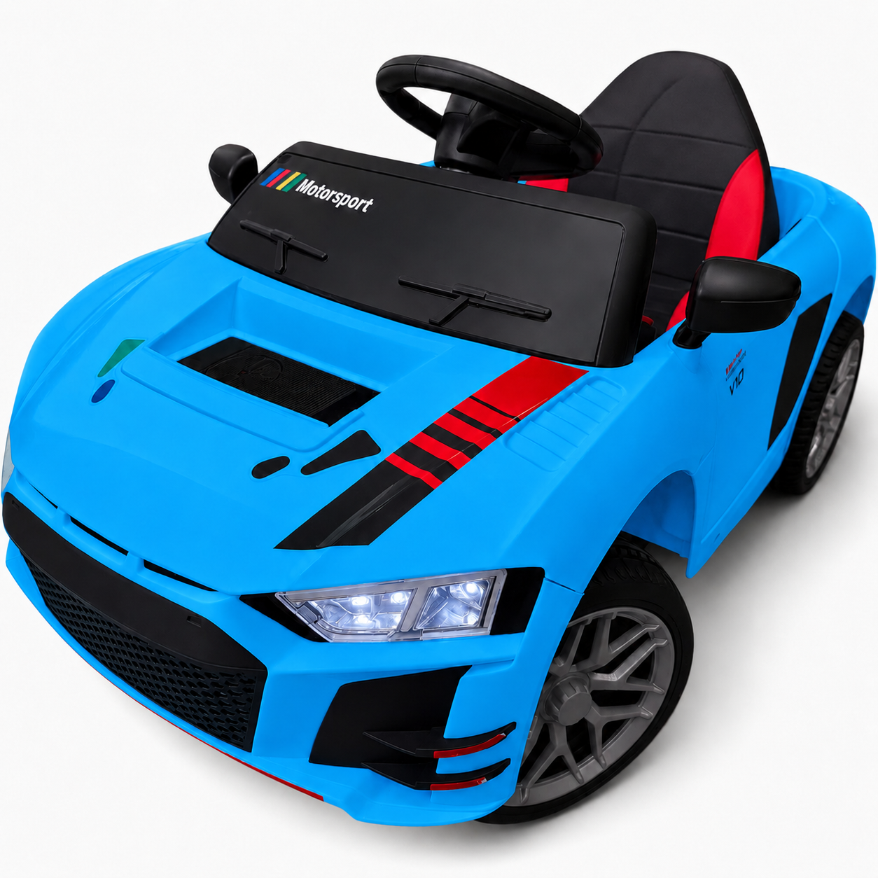 Carro Elétrico para Criança R8 Style 12v Azul c/ RODAS DE BORRACHA & ASSENTO EM PELE