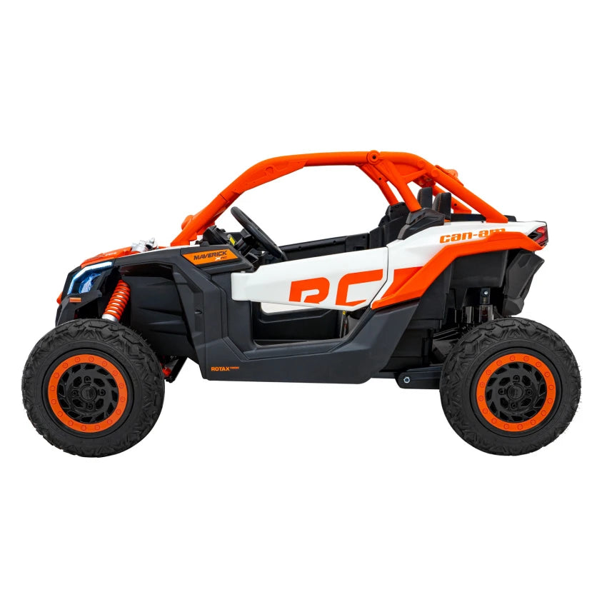 Carro Elétrico para Criança CAN-AM MAVERICK TURBO RR 4x4 24v Laranja c/ RODAS DE BORRACHA & ASSENTO EM PELE