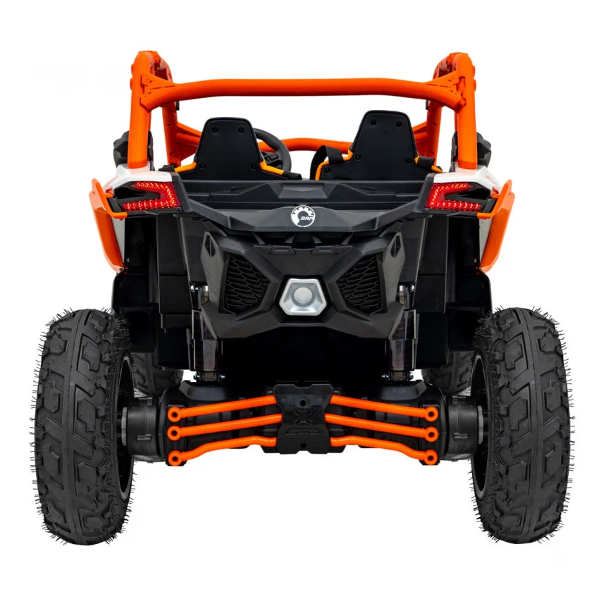 Carro Elétrico para Criança CAN-AM MAVERICK TURBO RR 4x4 24v Laranja c/ RODAS DE BORRACHA & ASSENTO EM PELE