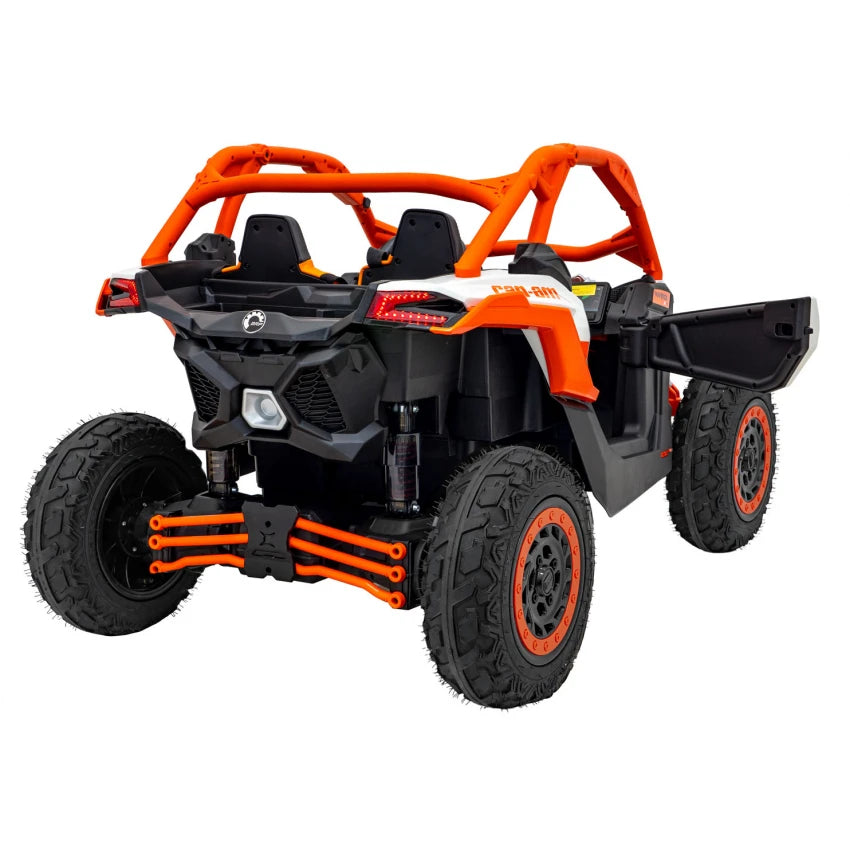 Carro Elétrico para Criança CAN-AM MAVERICK TURBO RR 4x4 24v Laranja c/ RODAS DE BORRACHA & ASSENTO EM PELE