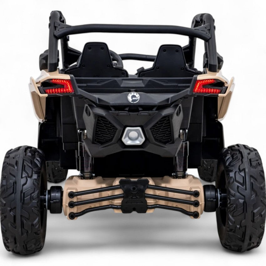 Carro Elétrico para Criança CAN-AM MAVERICK TURBO RR 4x4 24v Caqui c/ RODAS DE BORRACHA & ASSENTO EM PELE