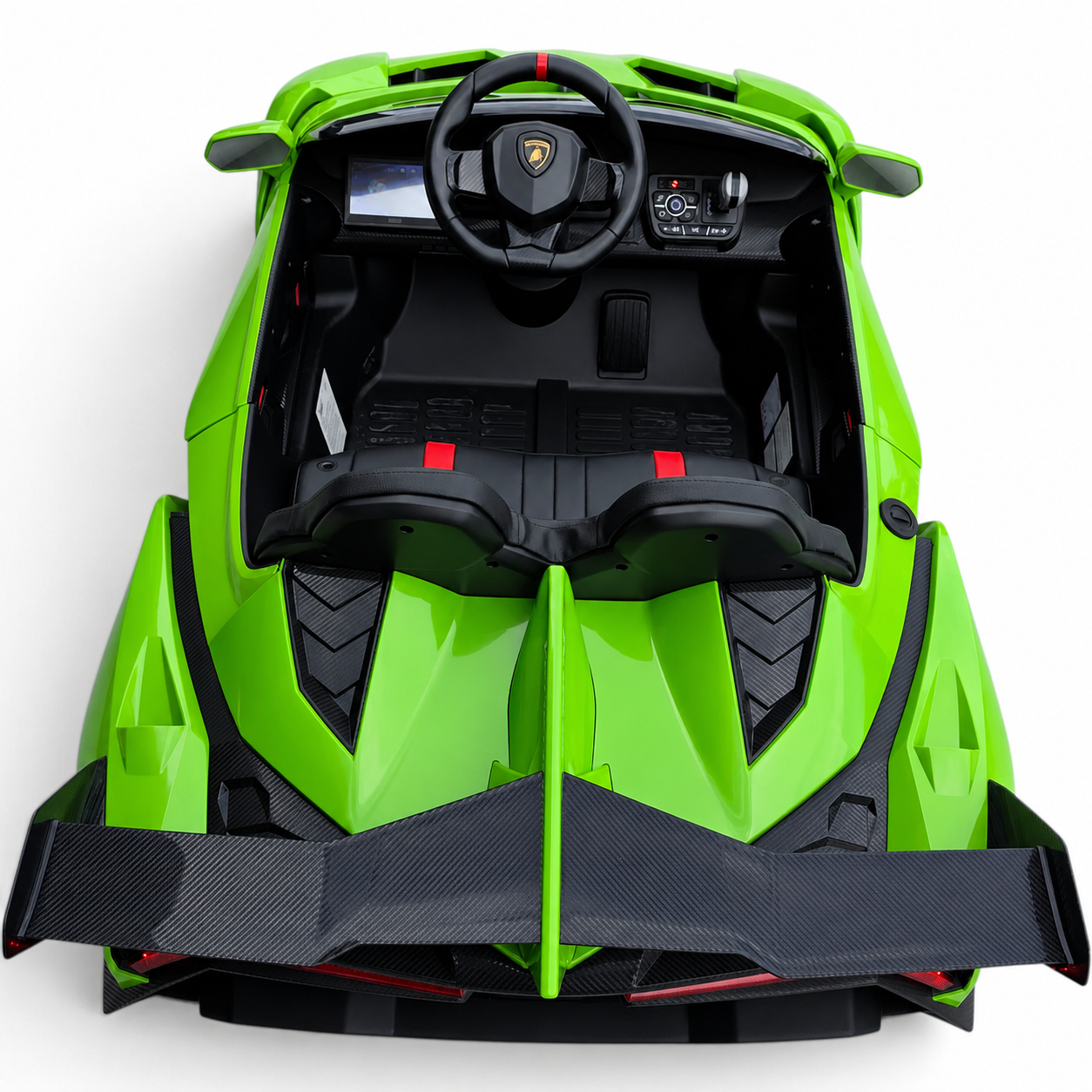 Carro Elétrico para Criança LAMBORGHINI VENENO 4x4 12v Verde 2 LUGARES c/ RODAS DE BORRACHA & ASSENTO EM PELE