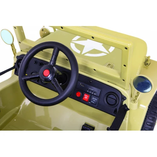 Carro Elétrico para Criança Jipe WILLYS 12v Matcha c/ RODAS DE BORRACHA & ASSENTO EM PELE
