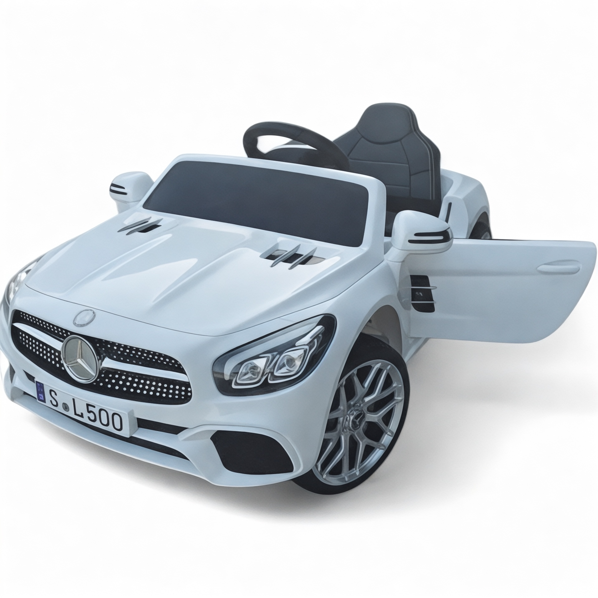 Carro Elétrico para Criança MERCEDES SL500 12V Branco c/ RODAS DE BORRACHA & ASSENTO EM PELE