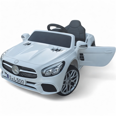 Carro Elétrico para Criança MERCEDES SL500 12V Branco c/ RODAS DE BORRACHA & ASSENTO EM PELE