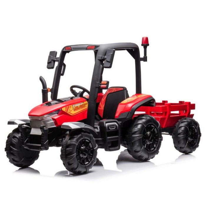 Trator Elétrico 24V com Atrelado para Criança Vermelho