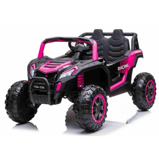 Carro Elétrico para Criança BEACH BUGGY 4x4 12v Rosa c/ RODAS DE BORRACHA & ASSENTO EM PELE