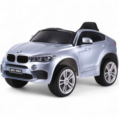 Carro Elétrico para Criança BMW X6M 12v Cinza Metalizado c/ RODAS DE BORRACHA & ASSENTO EM PELE