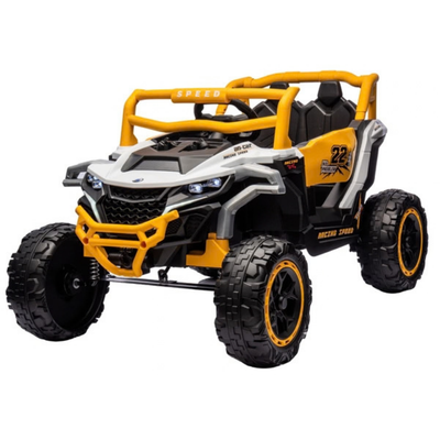 Carro Elétrico para Criança Buggy Speed Amarelo e Branco 4x4 12v c/ RODAS DE BORRACHA & ASSENTO EM PELE