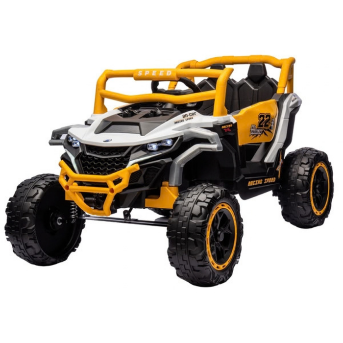 Carro Elétrico para Criança Buggy Speed Amarelo e Branco 4x4 12v c/ RODAS DE BORRACHA & ASSENTO EM PELE ECOLÓGICA