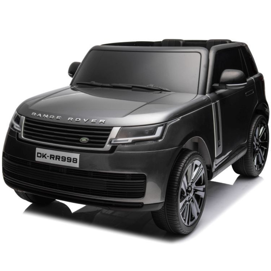 Carro elétrico para criança RANGE ROVER SV Cinza Metalizado 2 Lugares 24v MP4 c/ RODAS DE BORRACHA & ASSENTO EM PELE