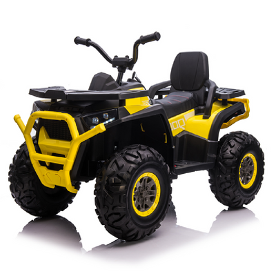 Mota Elétrica para Criança QUAD DESERT 12V AMARELA c/ RODAS DE BORRACHA & ASSENTO EM PELE