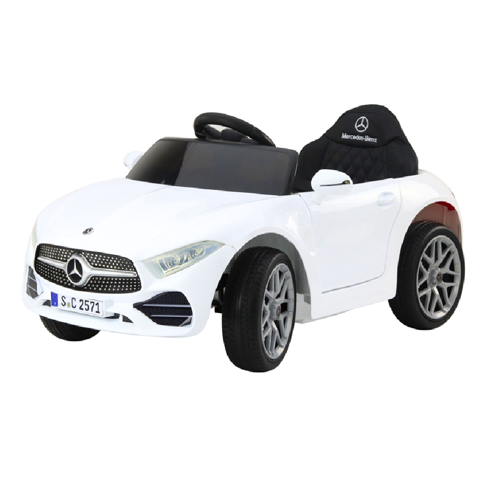Carro Elétrico para criança MERCEDES CLS 350 12v BRANCO c/ RODAS DE BORRACHA & ASSENTO EM PELE