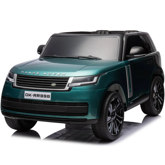 Carro elétrico para criança RANGE ROVER SV Verde Metalizado 2 Lugares 24v MP4 c/ RODAS DE BORRACHA & ASSENTO EM PELE