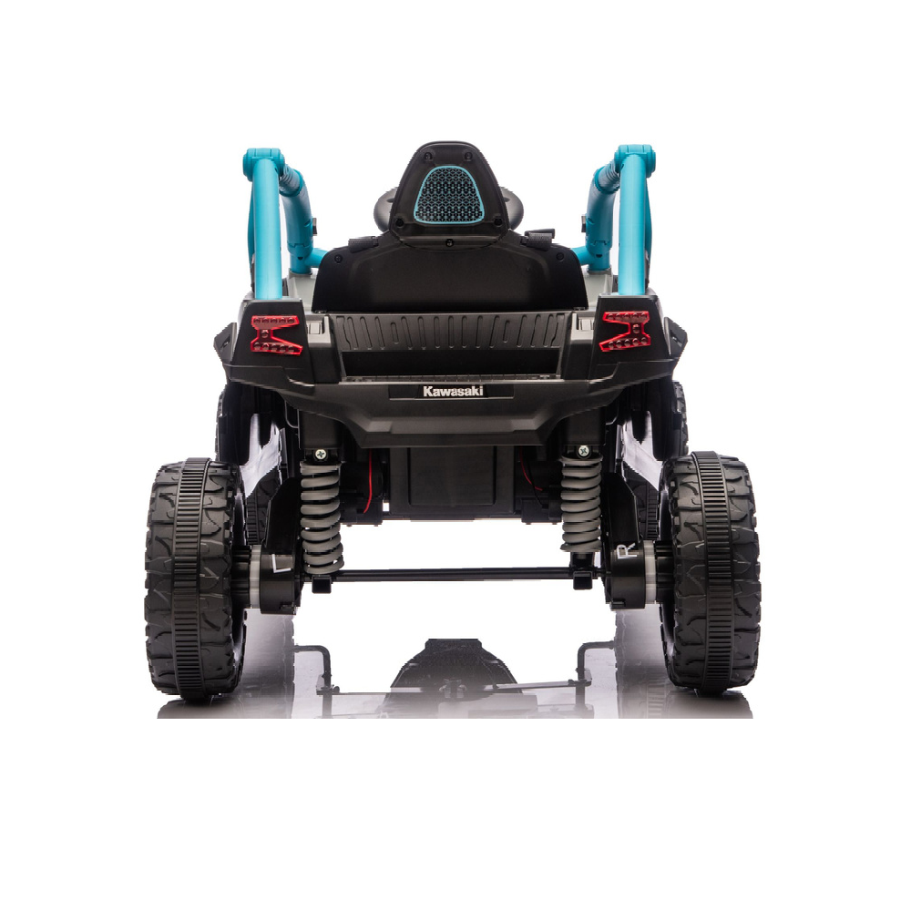 Carro Elétrico para criança KAWASAKI 24V Preto e Azul c/ RODAS DE BORRACHA & ASSENTO EM PELE