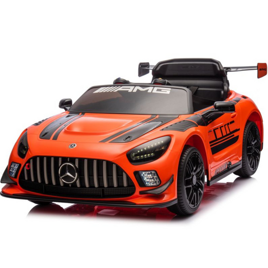 Carro Elétrico para Criança MERCEDES GT3 Deluxe 12v Laranja c/ RODAS DE BORRACHA & ASSENTO EM PELE