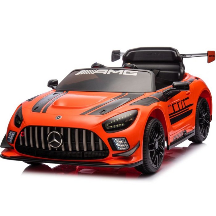 Carro Elétrico para Criança MERCEDES GT3 Deluxe 12v Laranja c/ RODAS DE BORRACHA & ASSENTO EM PELE ECOLÓGICA
