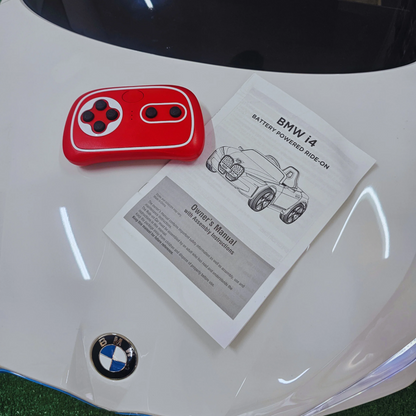 Carro Elétrico para Criança BMW I4 12v BATERIA DE LITIO Branco c/ RODAS DE BORRACHA & ASSENTO EM PELE