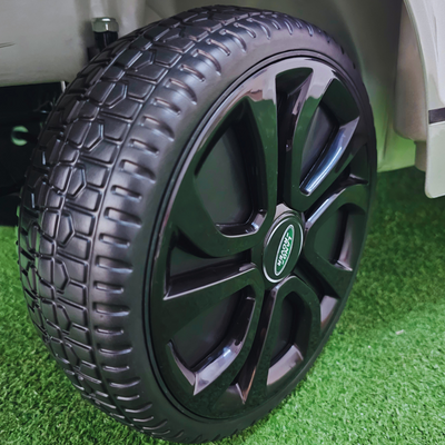 Carro Elétrico para Criança RANGE ROVER EVOQUE 12v Cinza Metalizado c/ RODAS DE BORRACHA E ASSENTO EM PELE