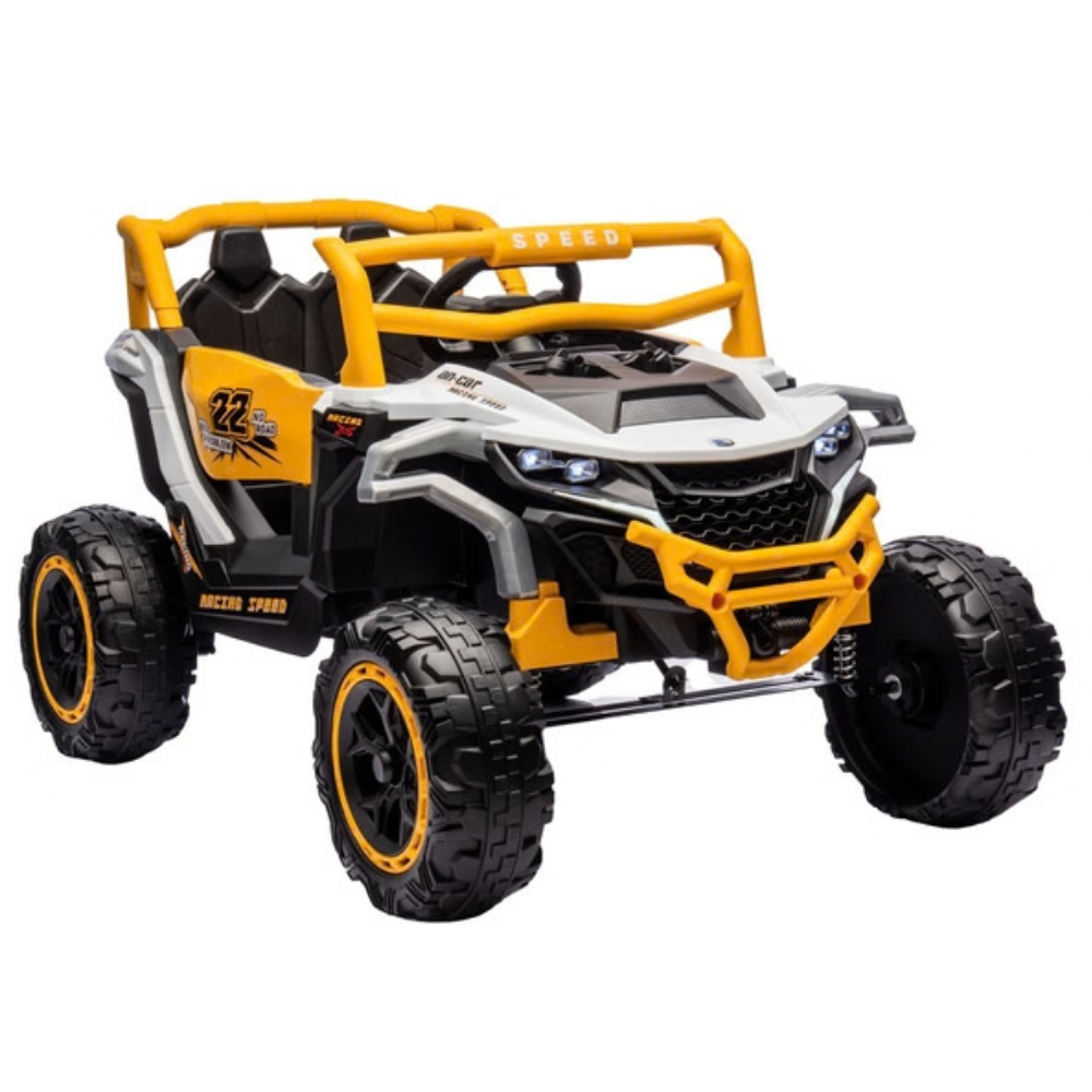 Carro Elétrico para Criança Buggy Speed Amarelo e Branco 4x4 12v c/ RODAS DE BORRACHA & ASSENTO EM PELE