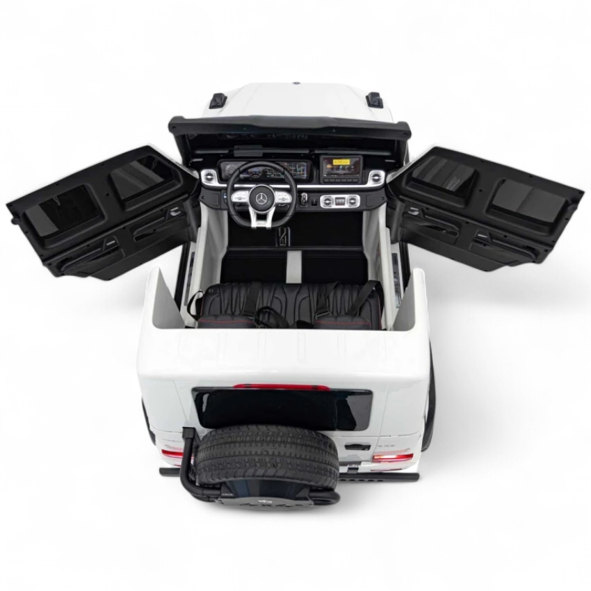 Carro Elétrico para Criança Mercedes G63 AMG XXL Branco 24v 4x200w c/ Rodas de Borracha & Assentos em Pele