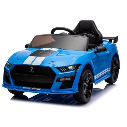 Carro Elétrico para Criança FORD MUSTANG GT500 SHELBY 12v Azul c/ RODAS DE BORRACHA & ASSENTO EM PEL