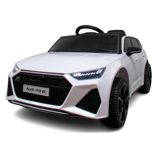 Carro Elétrico para Criança AUDI RS6 12v BATERIA DE LÍTIO Branco c/ RODAS DE BORRACHA & ASSENTO EM PELE