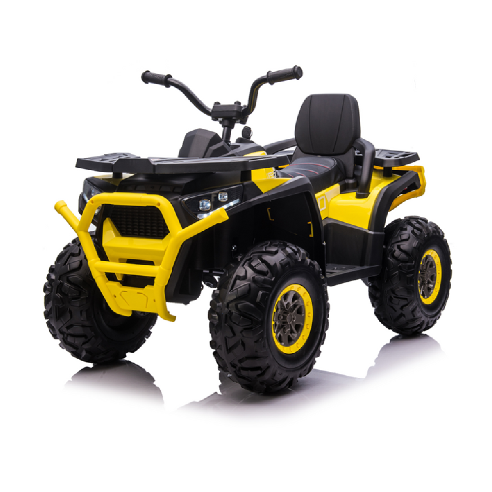 Mota Elétrica para Criança QUAD DESERT 12V AMARELA c/ RODAS DE BORRACHA & ASSENTO EM PELE