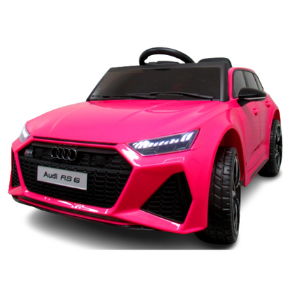 Carro Elétrico para Criança AUDI RS6 12v Rosa c/ RODAS DE BORRACHA & ASSENTO EM PELE