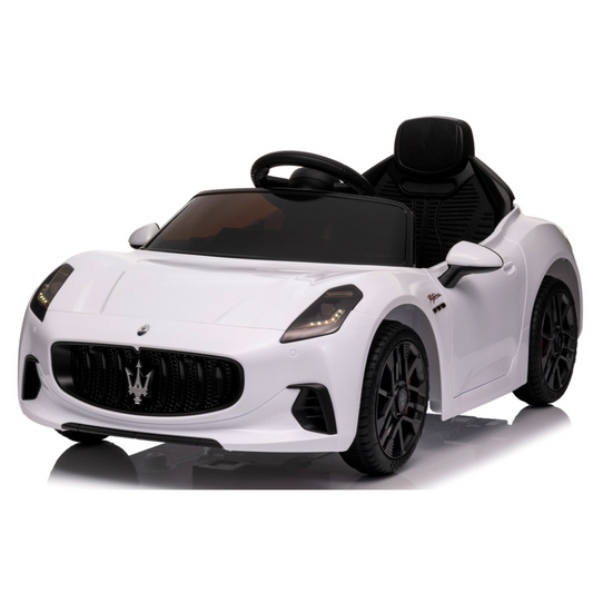 Carro Elétrico para Criança MASERATI GRAN TURISMO 12v BATERIA DE LITIO Branco c/ RODAS DE BORRACHA & ASSENTO EM PELE