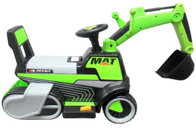 Escavadora Elétrica Power Mat 6v Verde c/ Rodas & Assento em Plástico