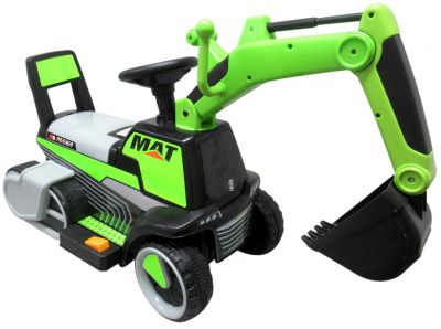 Escavadora Elétrica Power Mat 6v Verde c/ Rodas & Assento em Plástico