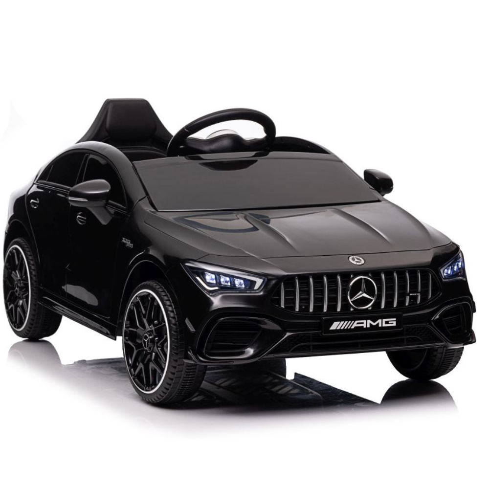 Carro Elétrico para Criança MERCEDES CLA 4x4 12v PRETO c/ RODAS DE BORRACHA & ASSENTO EM PELE