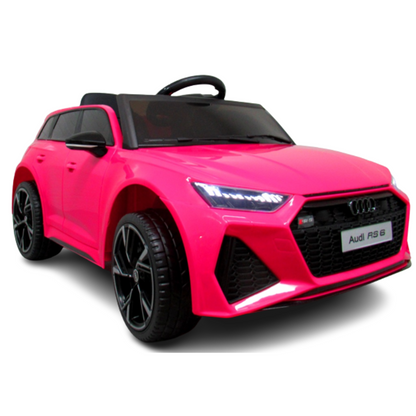 Carro Elétrico para Criança AUDI RS6 12v Rosa c/ RODAS DE BORRACHA & ASSENTO EM PELE