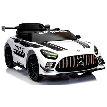 Carro Elétrico para Criança MERCEDES GT3 Deluxe 12v BATERIA DE LITIO Branco c/ RODAS DE BORRACHA & ASSENTO EM PELE