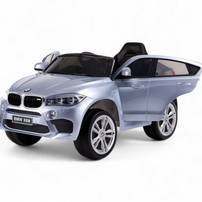 Carro Elétrico para Criança BMW X6M 12v Cinza Metalizado c/ RODAS DE BORRACHA & ASSENTO EM PELE