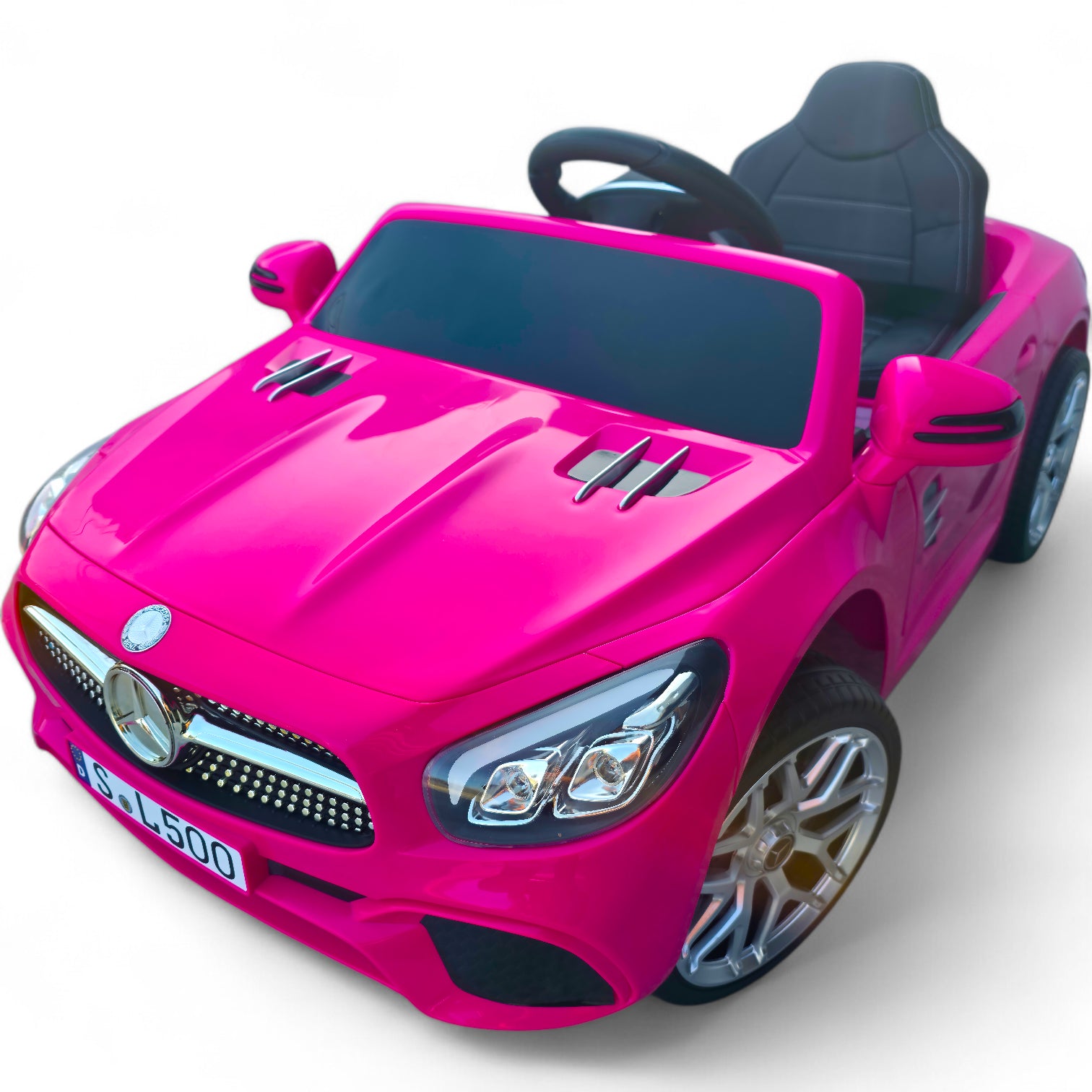 Carro Elétrico para Criança MERCEDES SL500 12V Rosa c/ RODAS DE BORRACHA & ASSENTO EM PELE