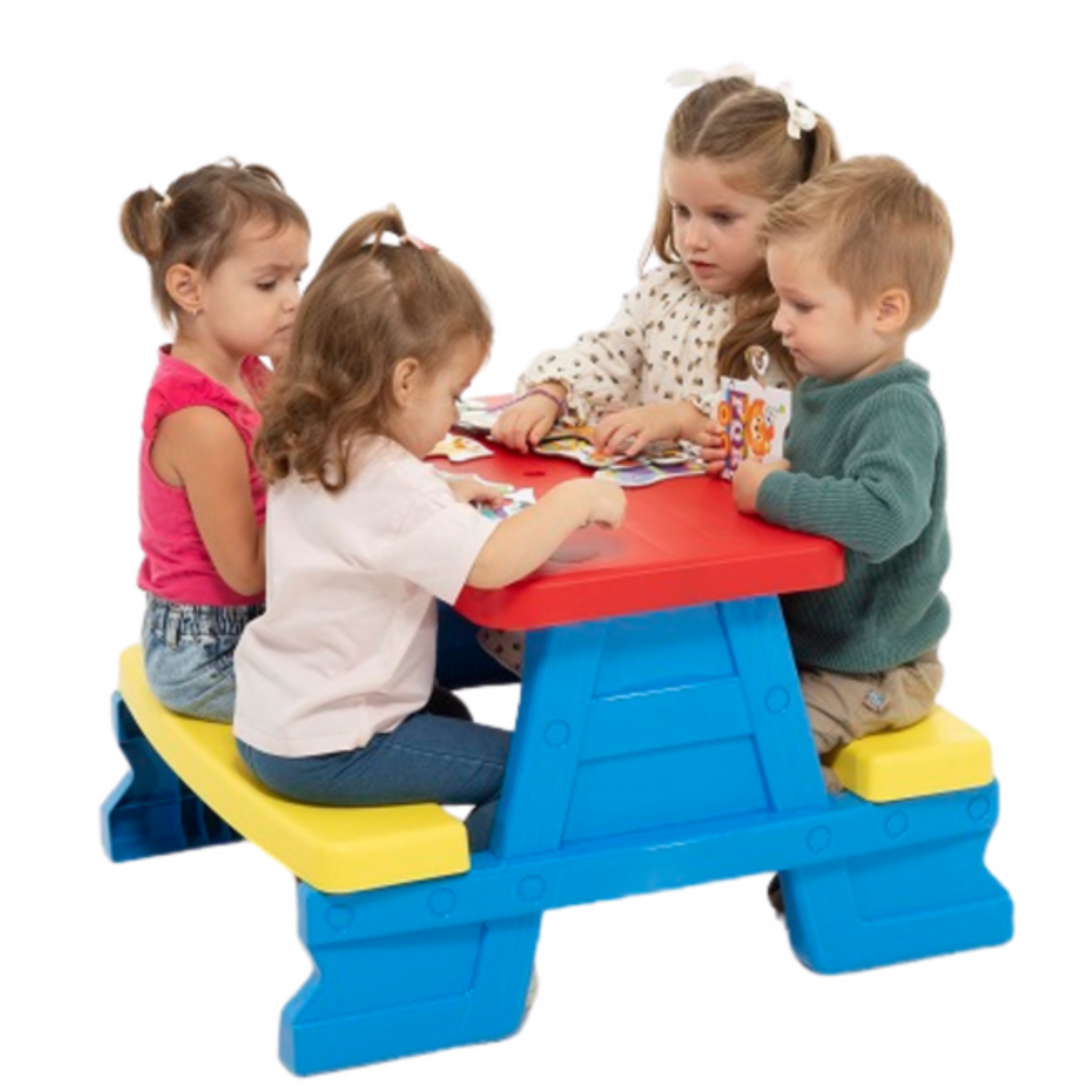 Mesa Infantil de Jardim com Bancos Azul